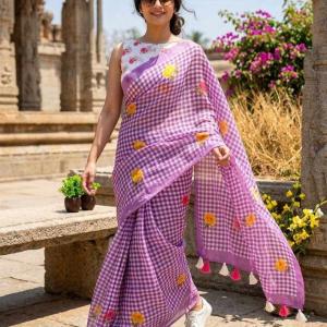 KPW 373 New Beautiful Checks Type Of Digital Printed Saree