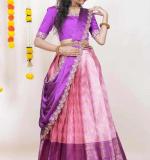 Pink Kanjiveram Silk Zari Lehanga