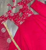 Red Embroidered Gown
