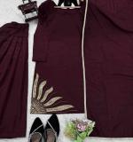 Natural crep silk Beads with moti Party Wear Dress