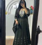 Green Chinon Embroidery Sequence Gown