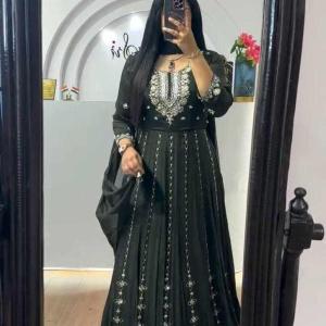 Green Chinon Embroidery Sequence Gown