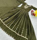 Green Chinon Embroidery Sequence Gown