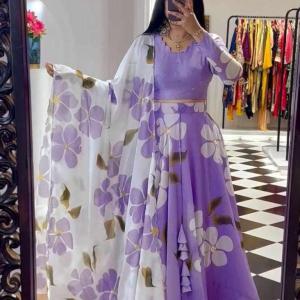 Purple Fox Georgette Lehenga