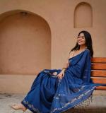 KPW 366 Beautiful Digital Printed Blue Saree