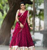 Georgette embroidery sequence work Lehenga
