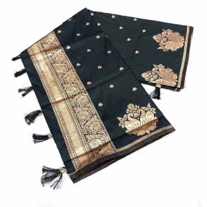 KPR 302 BEAUTIFUL PURE SILK BLACK SAREE