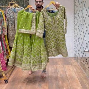 Green Heavy Faux Georgette Dress