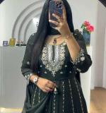 Green Chinon Embroidery Sequence Gown
