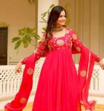 Red Embroidered Gown