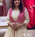 Bandhej Gown With Attach Shrug
