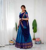 Blue Kanjiveram Silk Zari Lehanga