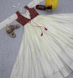 Bandhej Gown With Attach Shrug