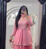 Pink Chinon Sequence Work Lehenga