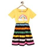 Girl's Cotton Striped Short Sleeve Dress (Multicolor)