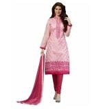 Women's Chanderi Unstitched Salwar Suit-Material With Dupatta (Pink,2 Mtrs)