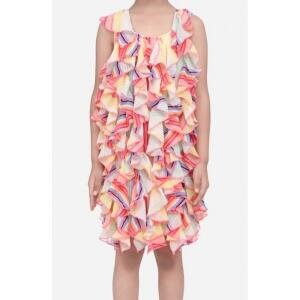 Girl's Chiffon Ruffled Sleeveless Dress (Multicolor)