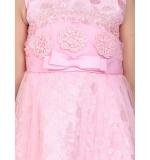 Girl's Net Embroidered Sleeveless Dress (Pink)