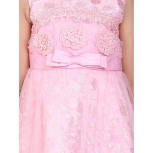 Girl's Net Embroidered Sleeveless Dress (Pink)