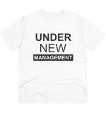 Men's PC Cotton Under New Management Desing Printed T Shirt (Color: White, Thread Count: 180GSM)