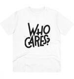 Men's PC Cotton Who Cares Printed T Shirt (Color: White, Thread Count: 180GSM)