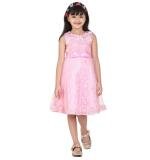 Girl's Net Embroidered Sleeveless Dress (Pink)