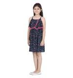 Girl's Rayon Flamingo Print Sleeveless Dress (Black)