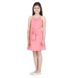 Girl's Polyester Floral Short Sleeve Dress (Coral)