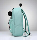 : Unisex PU Leather Solid Medium Zipper Backpack (Green)