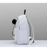 Unisex PU Leather Solid Medium Zipper Backpack (Grey)