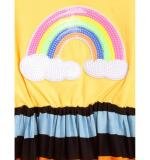 Girl's Cotton Striped Short Sleeve Dress (Multicolor)