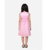 Girl's Net Embroidered Sleeveless Dress (Pink)