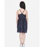 Girl's Rayon Flamingo Print Sleeveless Dress (Black)