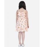 Girl's Rayon Printed Sleeveless Dress (Orange)