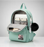 : Unisex PU Leather Solid Medium Zipper Backpack (Green)
