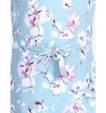 Girl's Polyester Crepe Floral Bell Sleeve Dress (Turquoise Blue)