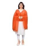 Women's Cotton Silk Strips Printed Dupatta (Orange, Length:2-2.4 mtr)