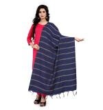 Women's Cotton Jari Woven Work Dupatta (Blue, Length:2-2.4 mtr)