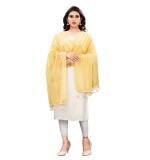 Women's Cotton Silk Strips Printed Dupatta (Yellow, Length:2-2.4 mtr)