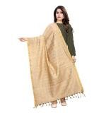 Cotton Jari Woven Work Dupatta (Beige, Length:2-2.4 mtr)