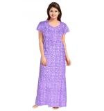 Women's Cotton Printed Maxi Nighty (Lavender)