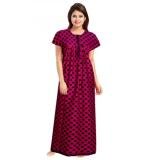 Women's Cotton Printed Maxi Nighty (Pink)