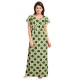 Women's Cotton Printed Maxi Nighty (Green)