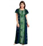 Women's Cotton Printed Maxi Nighty (Green)