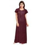 Women's Cotton Printed Maxi Nighty (Brown)