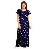 Women's Cotton Printed Maxi Nighty (Purple)