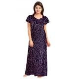 Women's Cotton Printed Maxi Nighty (Purple)