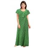 Women's Cotton Printed Maxi Nighty (Green)