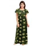 Women's Cotton Printed Maxi Nighty (Green)