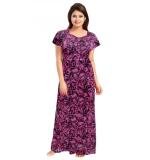 Women's Cotton Printed Maxi Nighty (Wine)